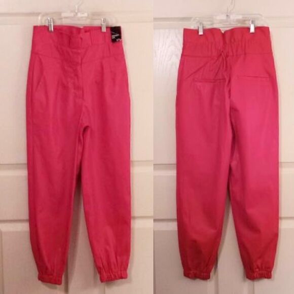 7th Avenue Design New York & Co. Red Leather Jogger Style Pants - Picture 1 of 7